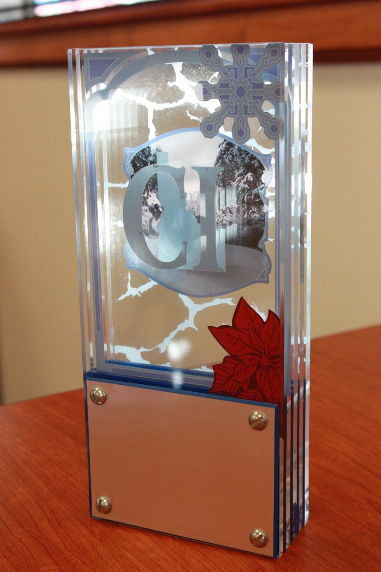 custom award with acrylic and metal