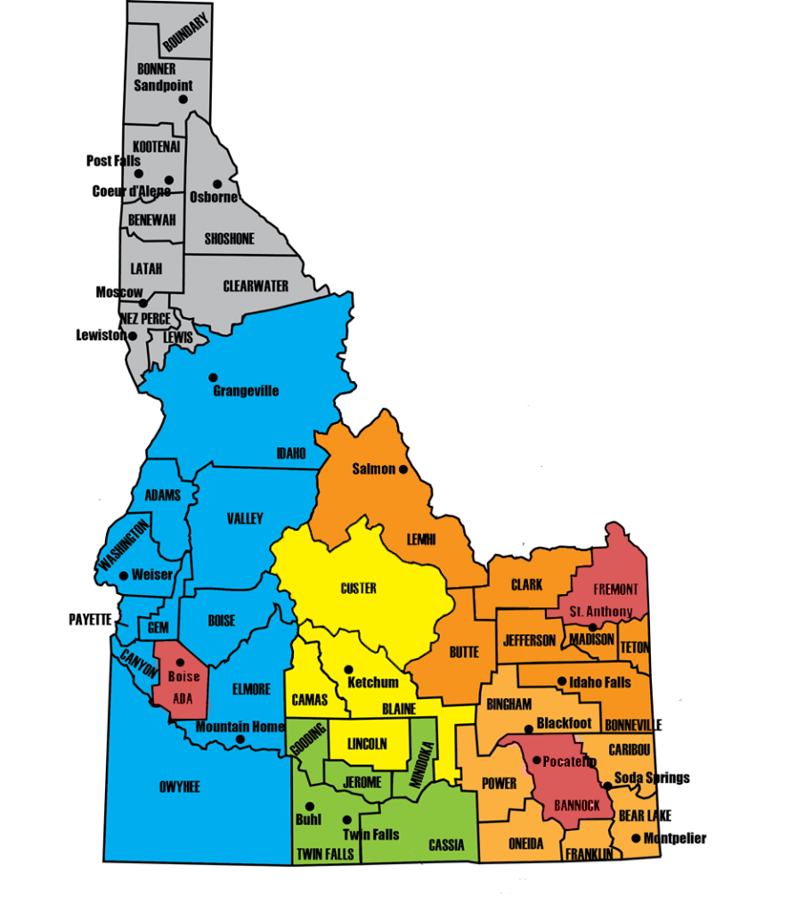 idaho map of counties