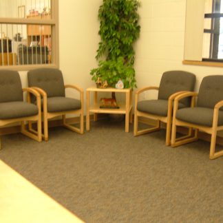 Waiting room chairs and table