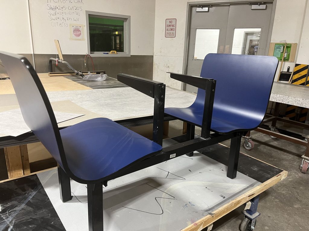 blue commercial-grade laminate chairs