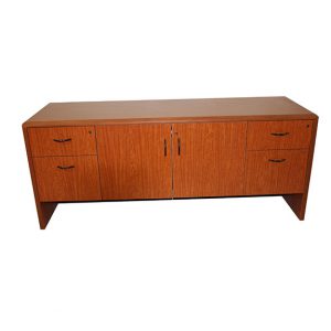 cherry colored wood credenza