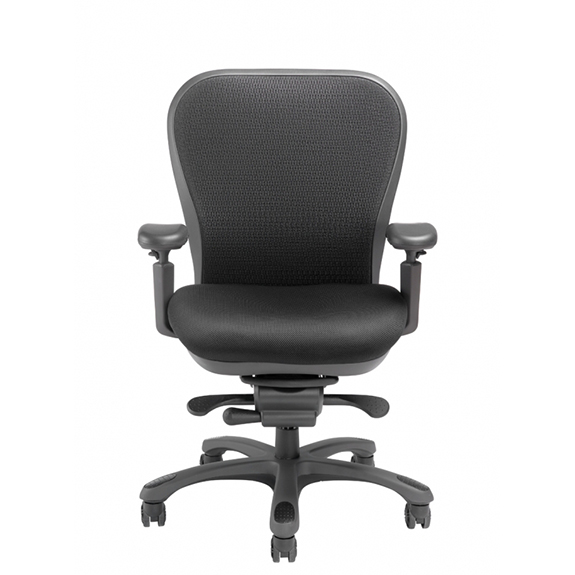 front view of black padded office chair
