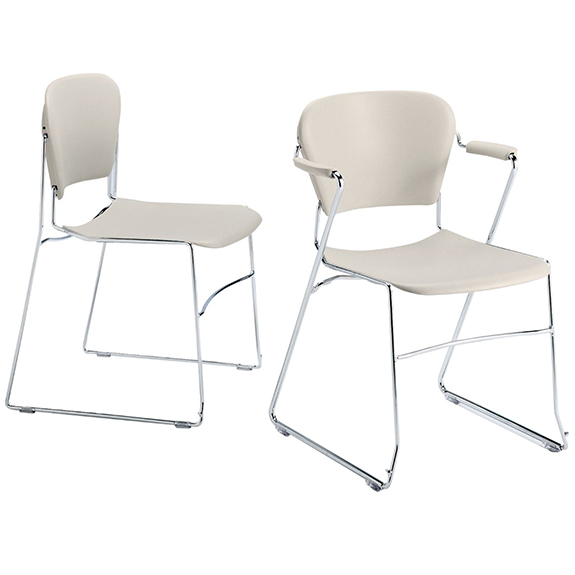 two chairs in ivory, one with arms one without arms