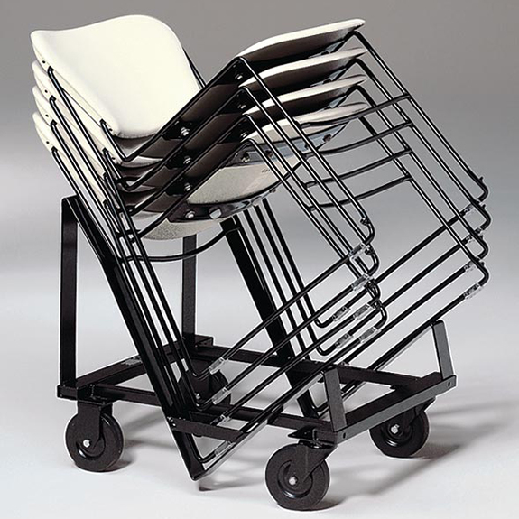 stacked chairs on base with wheels