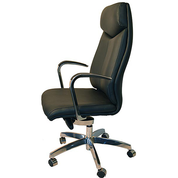 side view of tall back black office chair
