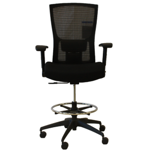 tall black mesh back stool office chair with arms