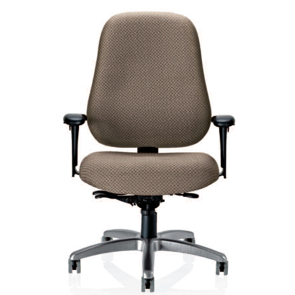 tall padded office chair in tan fabric