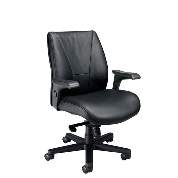 mid-back leather office chair side view