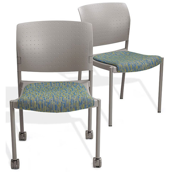 example of chair with casters on the legs in a gray color