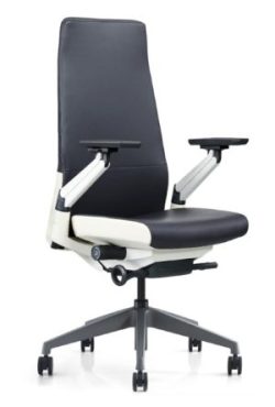 Faux leather office chair with arms.