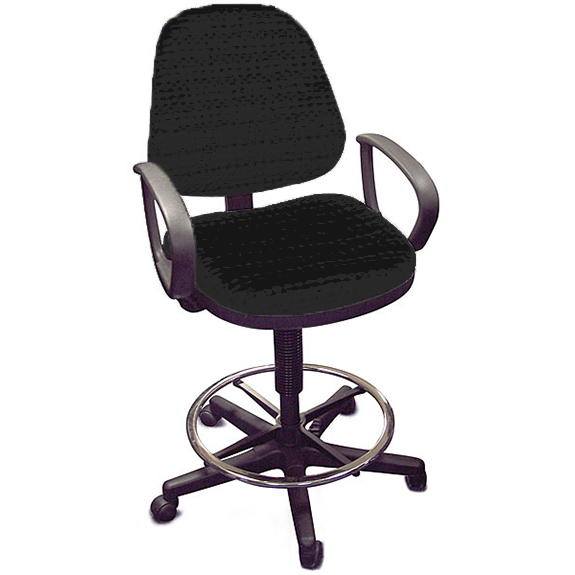 mid-back black stool office chair with arms