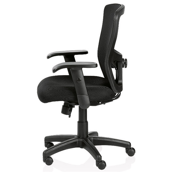 mesh back black office chair, side view