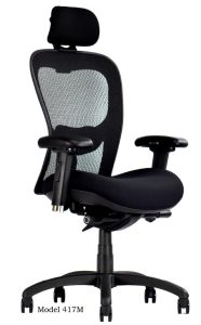 The Storm chair with a mesh back and a padded seat.