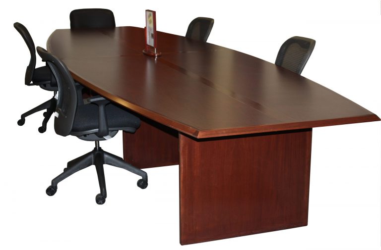 large wood conference room table with 5 chairs