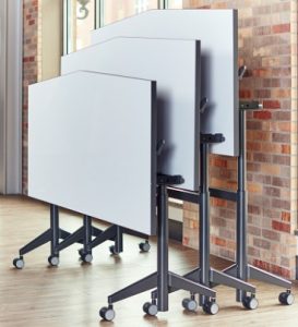 Flip tables with pointed edge on one side.